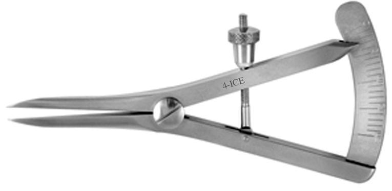  | COMPÁS CASTROVIEJO, 20 MM, ESCALA BILATERAL DE 1 MM, RECTO, 8,5 CM | 