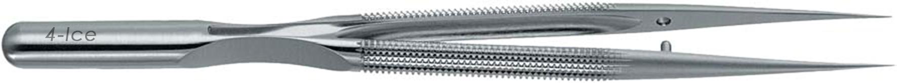  | MICRO PINZA 15CM, LÍNEA BALANCE, MANGO CILÍNDRICO 8MM, CURVA, BOCA 0.3MM | 